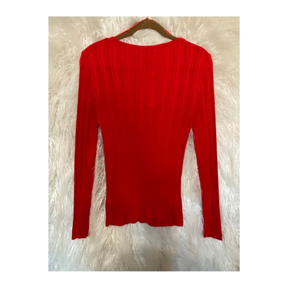 NWT Topshop Split Neck Ribbed Sweater - Red - Picture 6 of 7